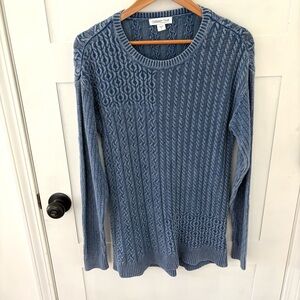 Coldwater Creek Blue Cable Knit Long Sweater. Size Small.